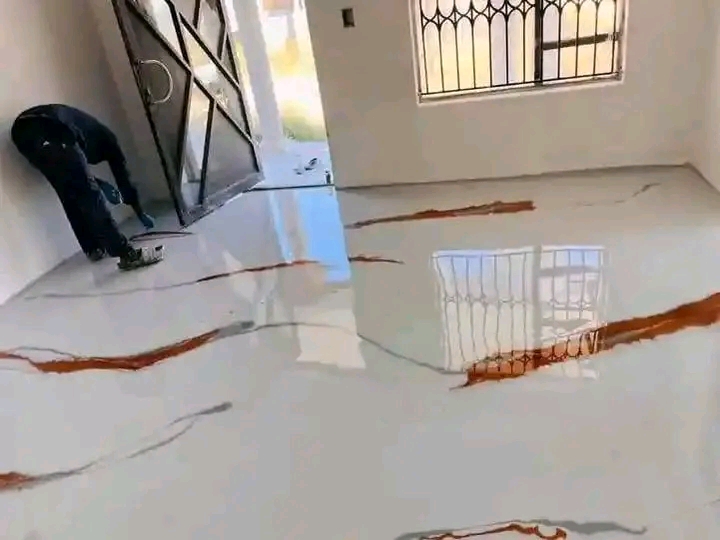 White marble epoxy floor